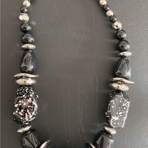 Elegant Black and Silver Beaded Necklace